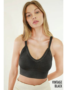 VINTAGE RIBBED V-NECK BRA TOP - Las Olas